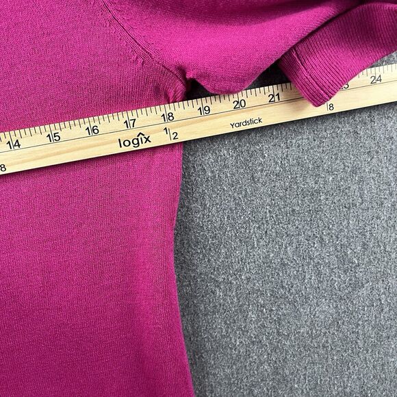 NWT ELLE Women’s Knit Sweater Top Pink Short Sleeve Lace Bow Size M - Picture 6 of 6